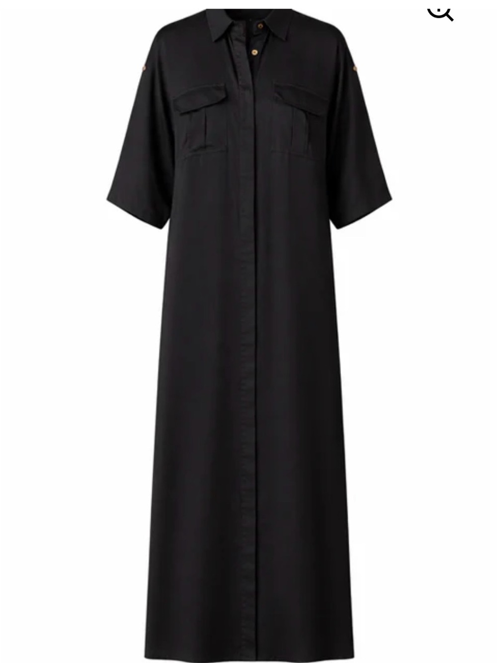 Aleeza Paris Black Button-Front Maxi Shirt Dress